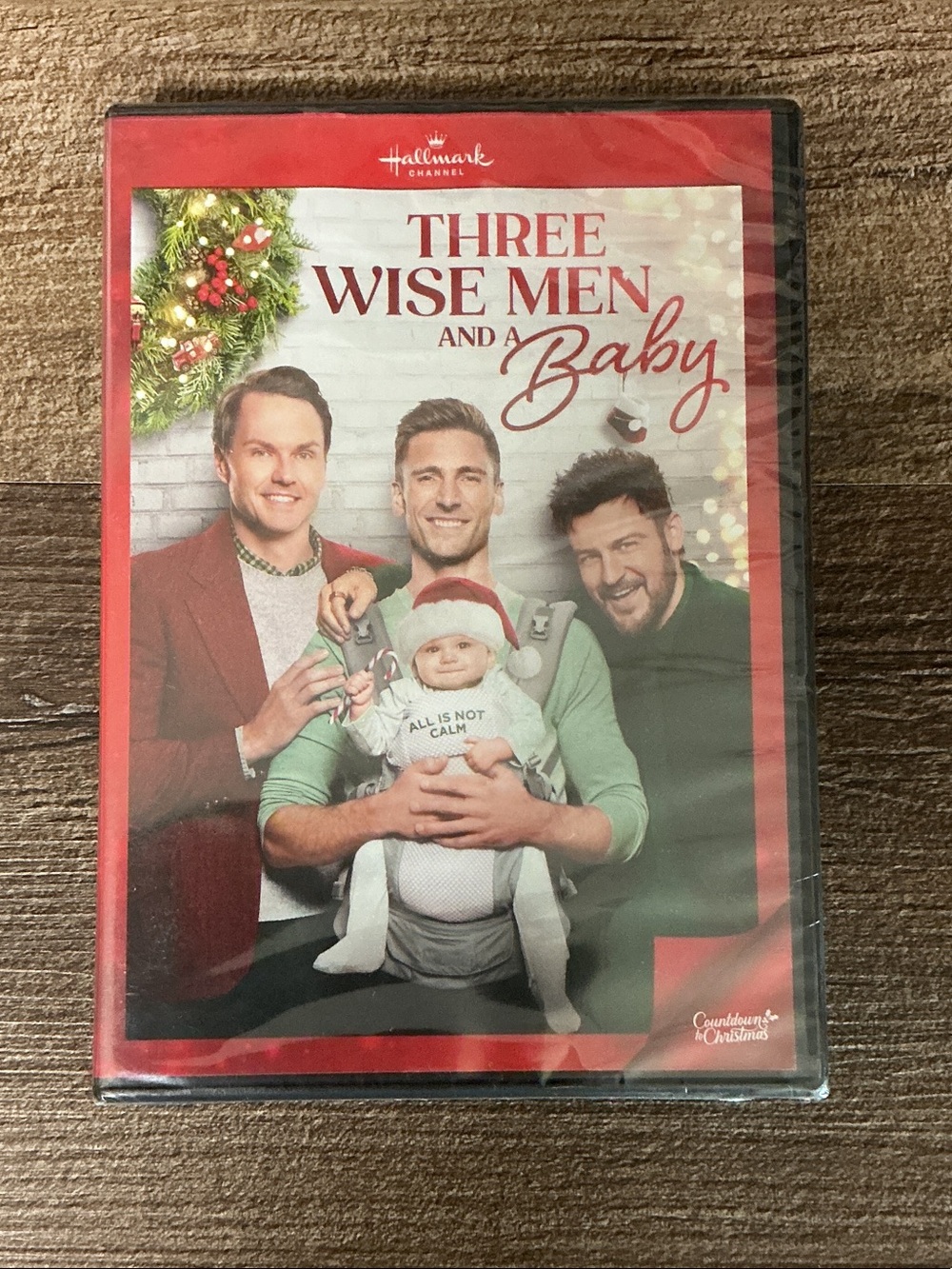 Hallmark Channel "Three Wise Men and a Baby" DVD - Red & Green Holiday Cover